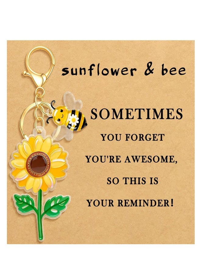 nylry Cute Keychains for Women Bag Charms Purse for Handbags Acrylic Bee Sunflower Keychain for Women Coworker Friendship Bag Accessories Charms Inspirational Gifts Good Luck Gifts-Bee&Sunflower - Image 1